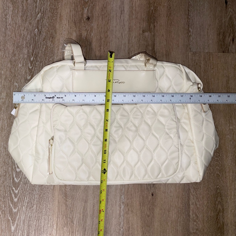 Bella Russo Cream White Quilted Weekender Duffle Bag Handbag - Picture 8 of 10